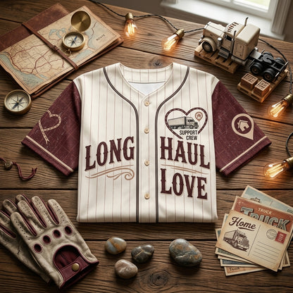 Personalized Trucker Wife Baseball Jersey - Custom Name & Number Long Haul Love Gift