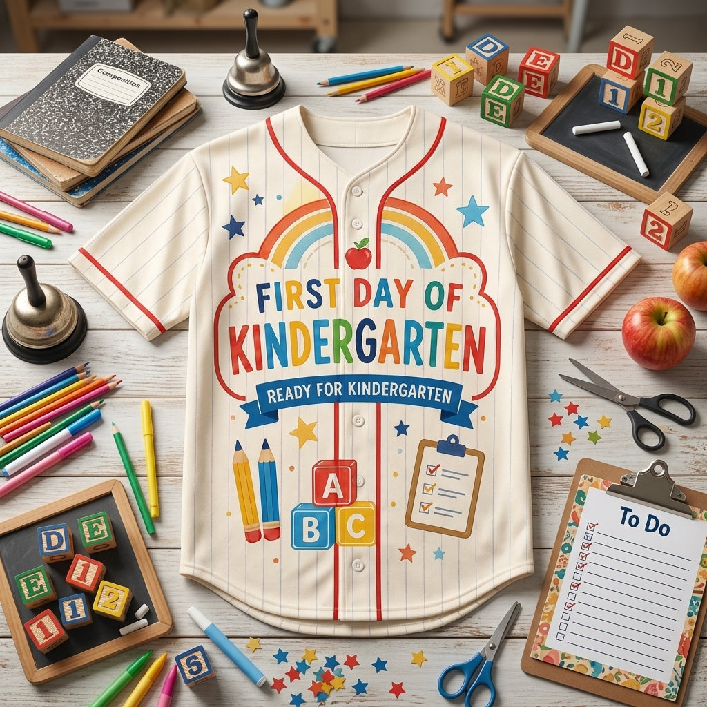 Personalized First Day of Kindergarten Teacher Baseball Jersey - Custom Name & Year Kinder Crew Shirt