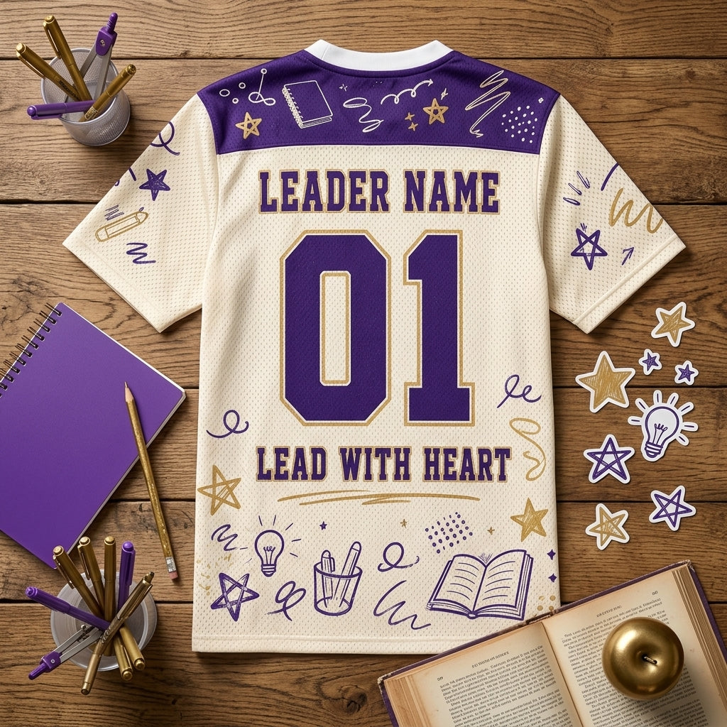 Personalized Headteacher Crew Mesh Football Jersey - Custom Name Leader School Spirit Apparel