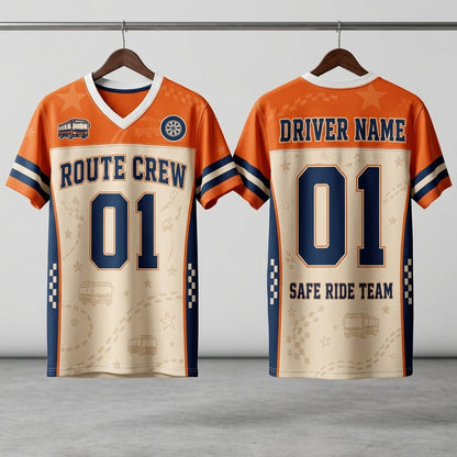 Personalized School Bus Driver Mesh Football Jersey - Custom Route Crew Name and Number Jersey