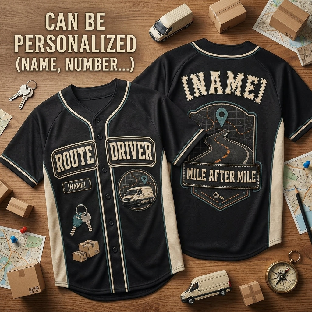 Personalized Route Driver Baseball Jersey - Custom Name Delivery Professional Gift Shirt