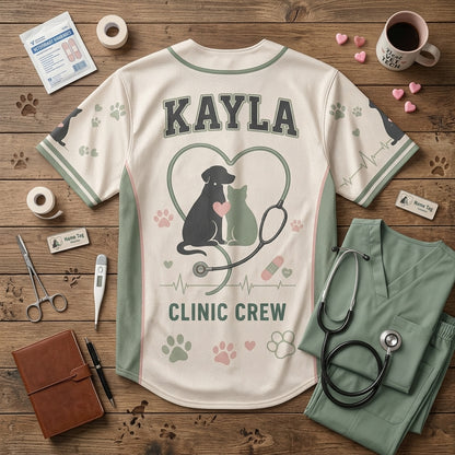 Personalized Vet Tech Week Baseball Jersey - Custom Name Animal Care Crew Clinic Uniform for Veterinary Staff