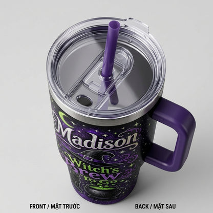 Personalized Witch's Brew 40oz Tumbler with Handle - Custom Name Spooky Season Gift