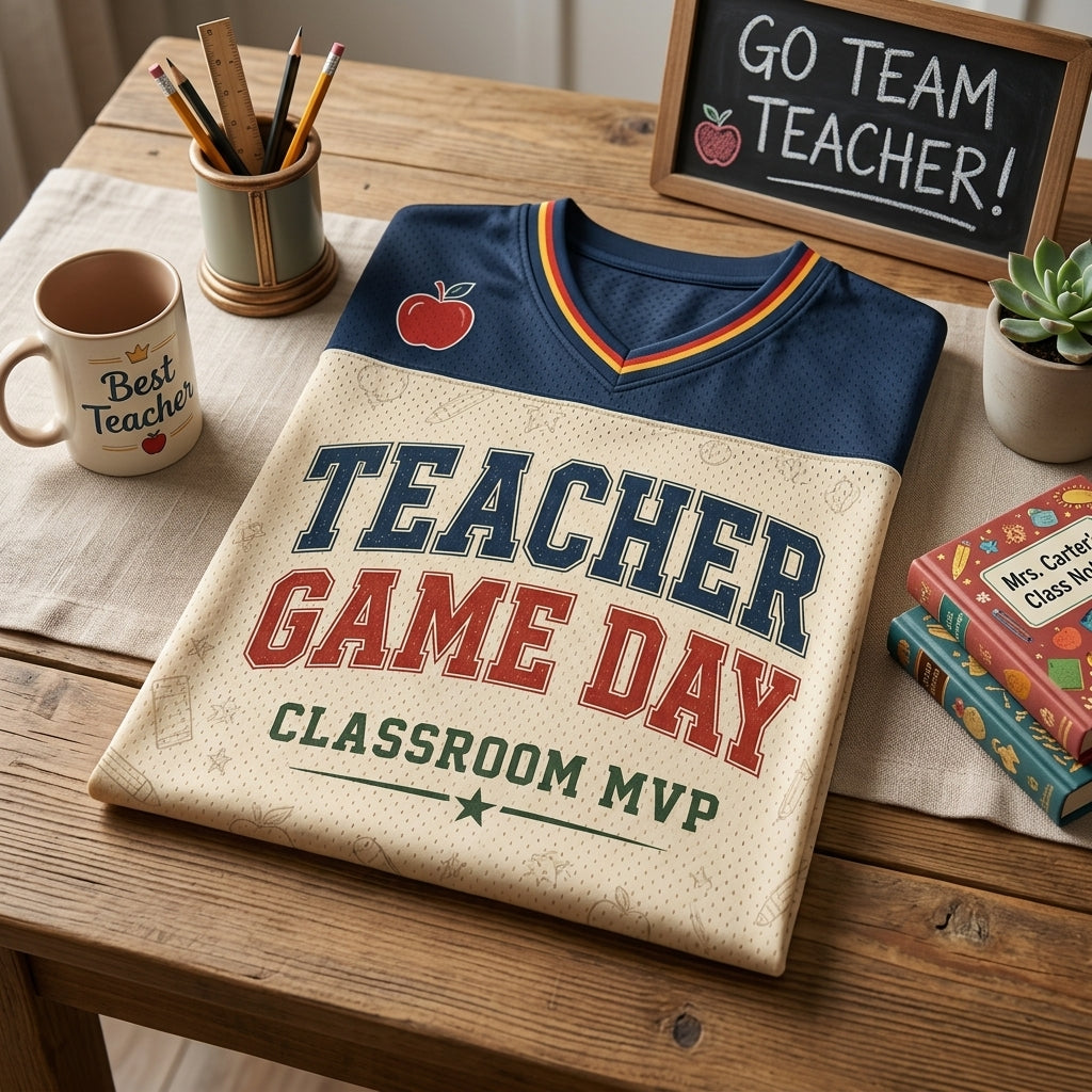 Personalized Teacher Game Day Baseball Jersey - Custom Name and Grade Classroom MVP Shirt