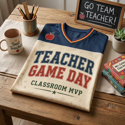 Personalized Teacher Game Day Baseball Jersey - Custom Name and Grade Classroom MVP Shirt