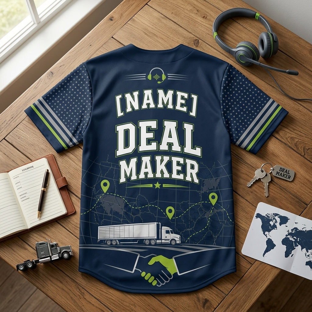 Personalized Freight Broker Deal Maker Baseball Jersey - Custom Name Logistics & Trucking Gift for Dispatchers product view 5