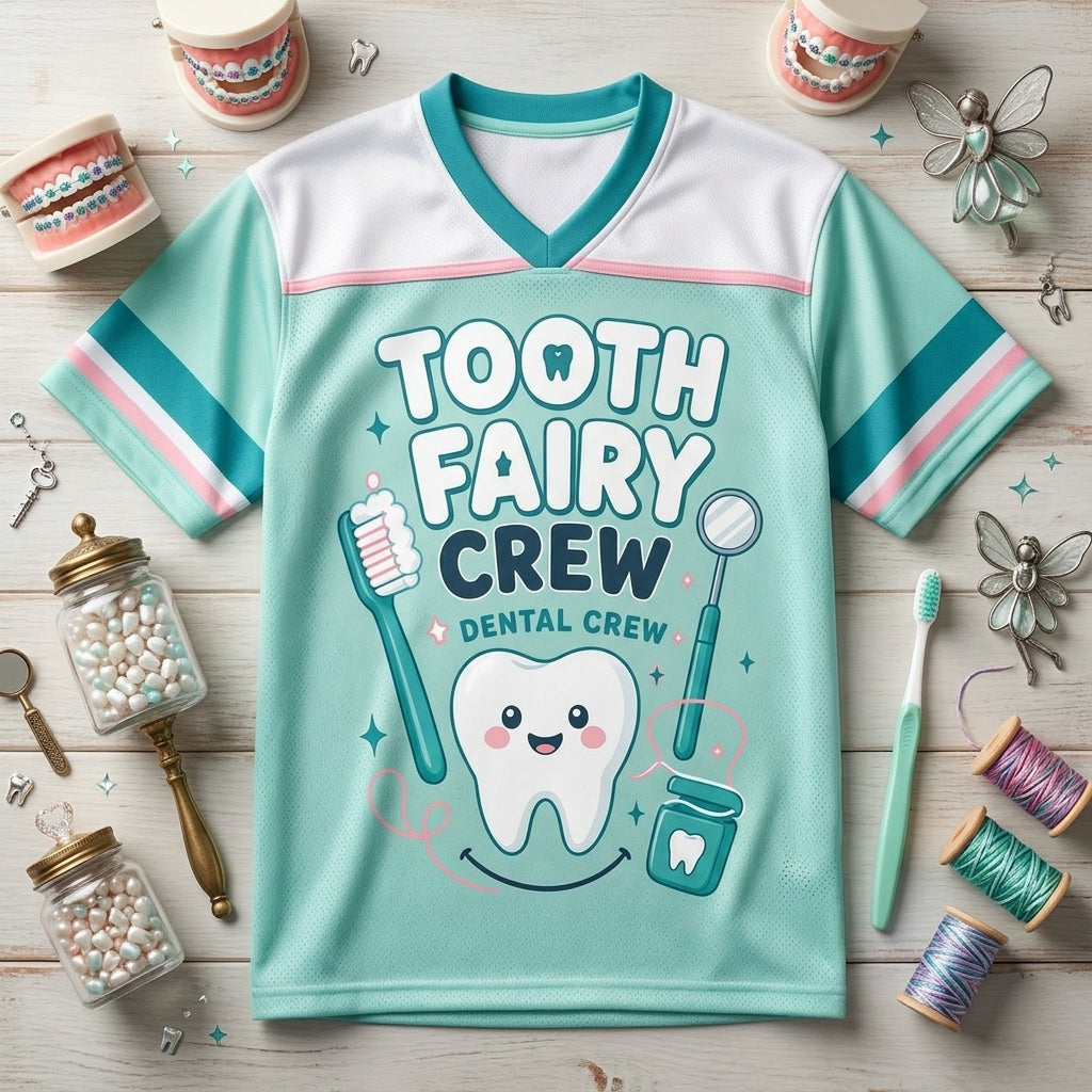 Personalized Tooth Fairy Crew Football Jersey - Custom Name Dental Assistant & Hygienist Mesh Team Shirt