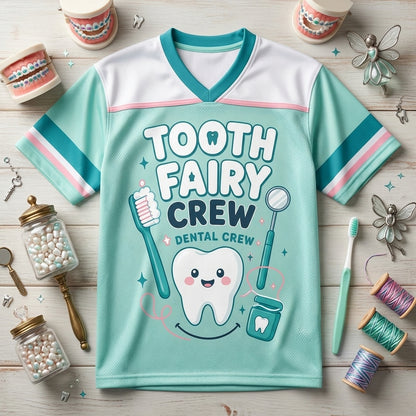 Personalized Tooth Fairy Crew Football Jersey - Custom Name Dental Assistant & Hygienist Mesh Team Shirt