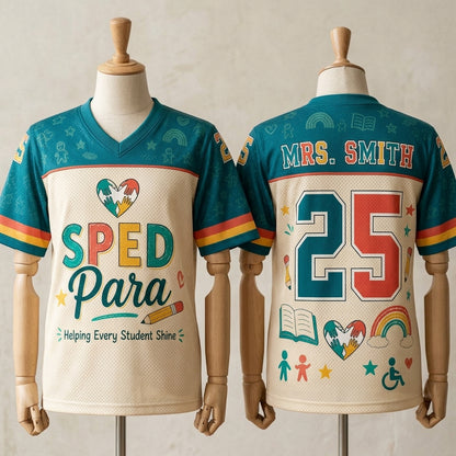 Personalized SPED Para Football Jersey - Custom Name & Number Special Education Teacher Gift