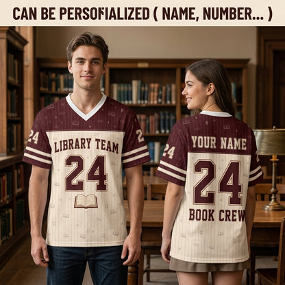 Personalized Library Team Mesh Football Jersey - Custom Name & Number Book Lover Apparel