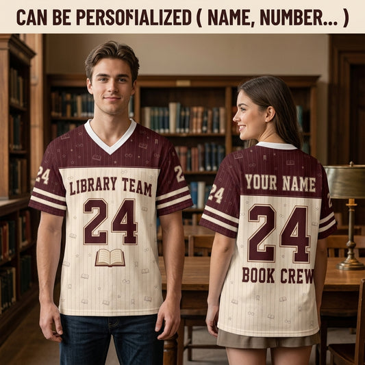 Personalized Library Team Mesh Football Jersey - Custom Name & Number Book Lover Apparel