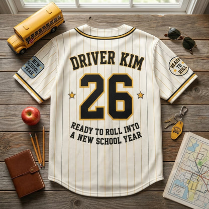 Personalized School Bus Driver Baseball Jersey - Custom Name & Number Route Crew Back to School Apparel