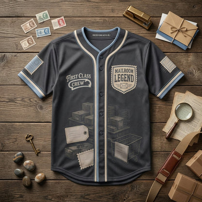 Personalized Mailroom Legend Baseball Jersey - Custom Name First Class Crew Postal Worker Gift
