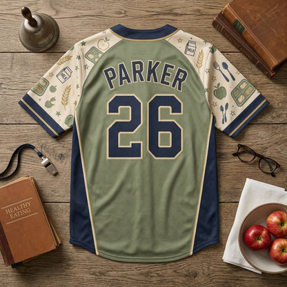 Personalized Nutrition Staff Feeding Futures Baseball Jersey - Custom Name and Number School Lunch Hero Uniform