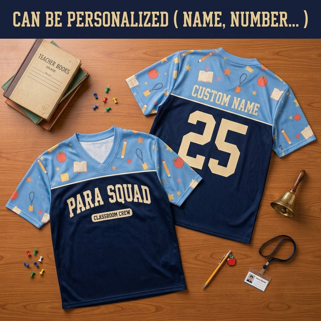 Personalized Para Squad Football Jersey - Custom Name & Number Classroom Crew Mesh Sports Shirt - football jersey product view 2