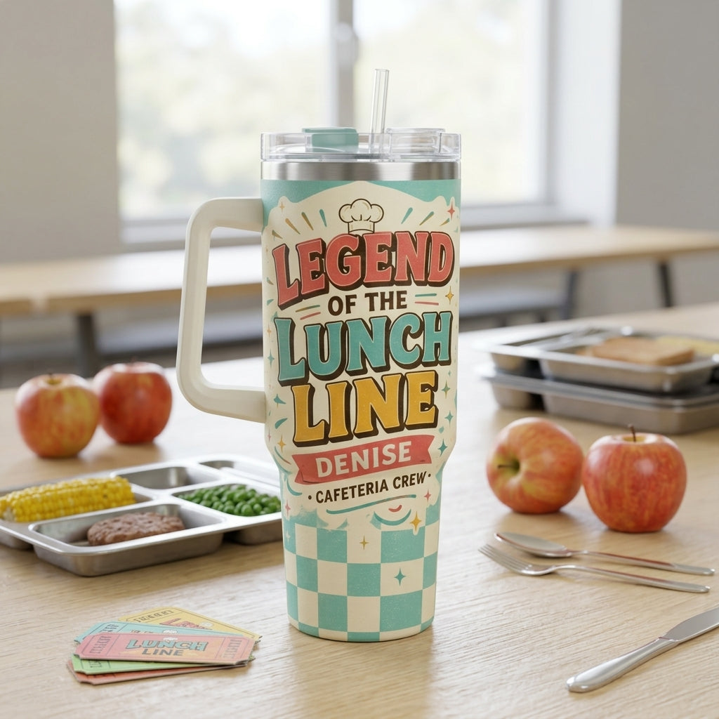 Personalized Legend of the Lunch Line 40oz Tumbler - Custom Name Cafeteria Crew Gift