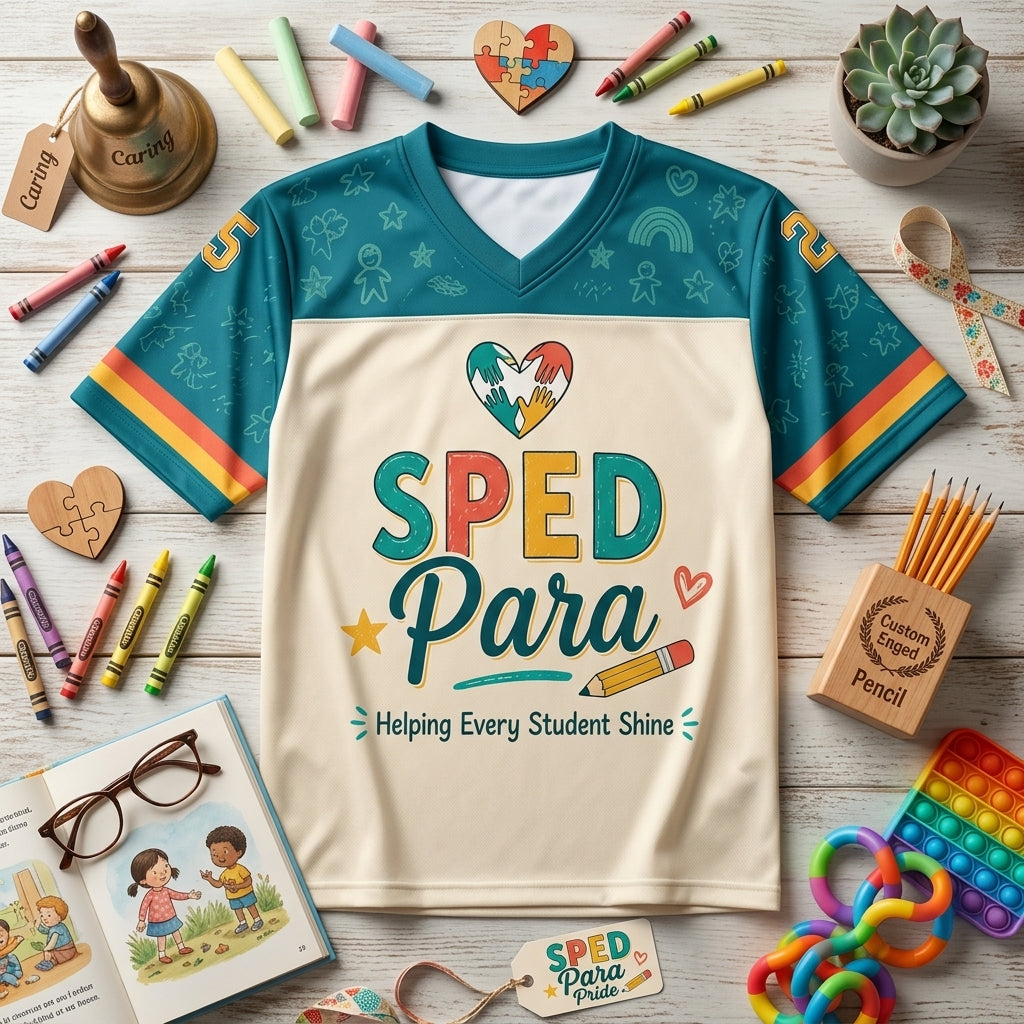 Personalized SPED Para Football Jersey - Custom Name & Number Special Education Teacher Gift