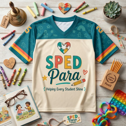 Personalized SPED Para Football Jersey - Custom Name & Number Special Education Teacher Gift