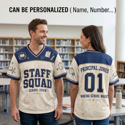 Personalized Staff Squad School Crew Baseball Jersey - Custom Name and Number Teacher Team Uniform