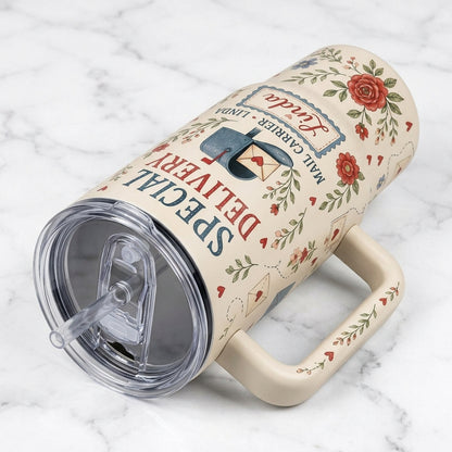 Personalized Mail Carrier Special Delivery 40oz Tumbler with Handle, Custom Name Gift for Postal Workers
