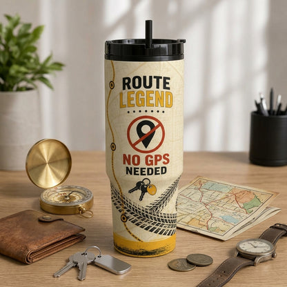 School Bus Driver Gift 40oz Tumbler with Handle - Route Legend I Know Every Stop By Heart Insulated Travel Mug