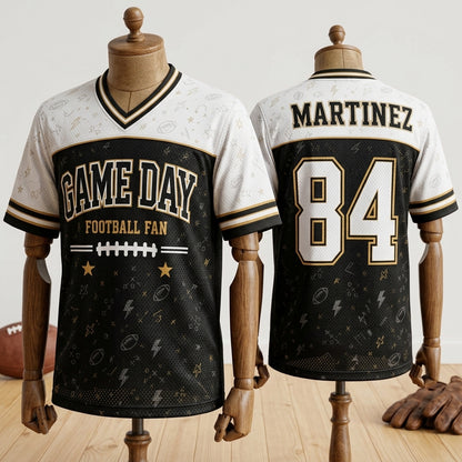 Personalized Football Jersey Custom Name and Number Game Day Fan All-Over Print Mesh Shirt