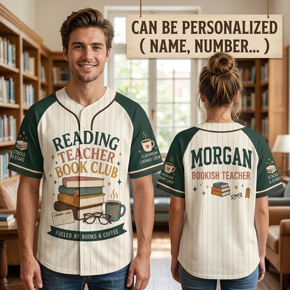 Personalized Reading Teacher Baseball Jersey - Custom Name Bookish Teacher Shirt & Librarian Gift