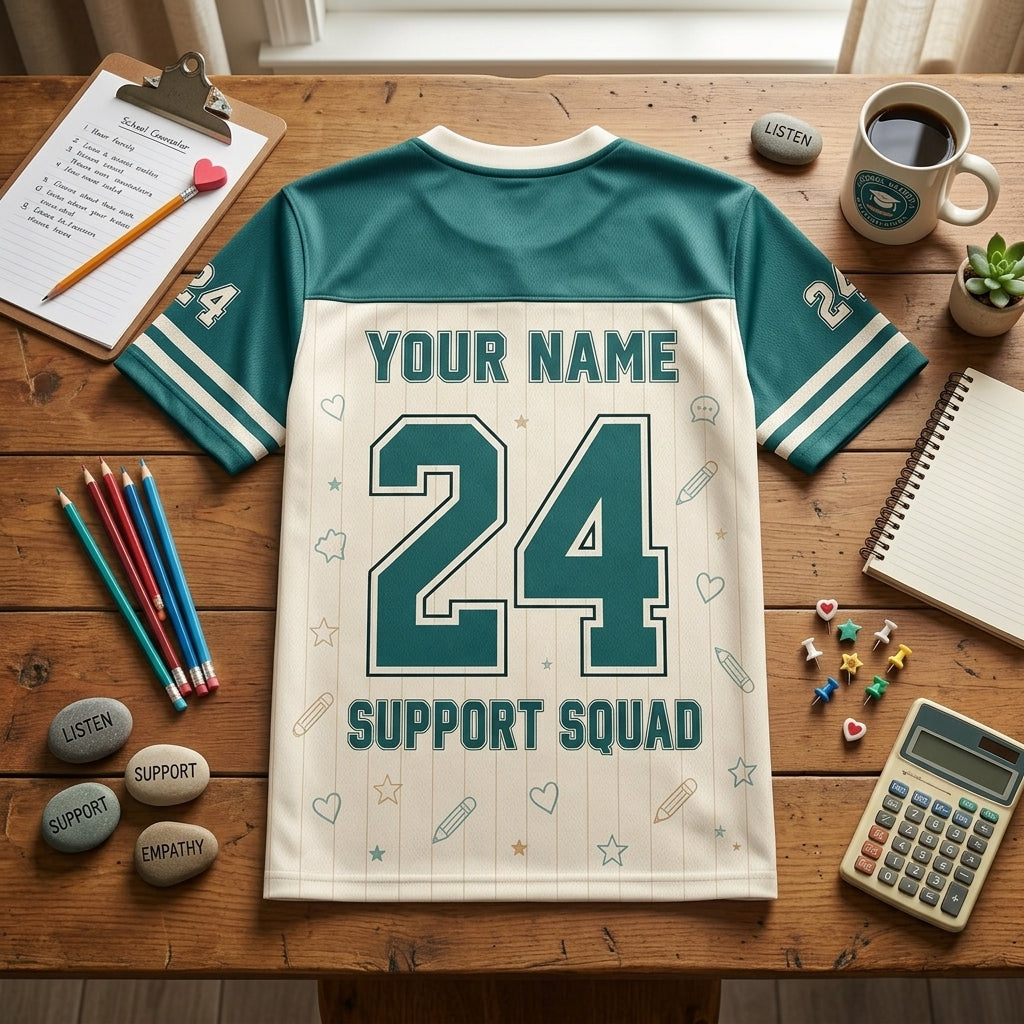 Personalized School Counselor Support Squad Mesh Football Jersey - Custom Name & Number Educator Apparel