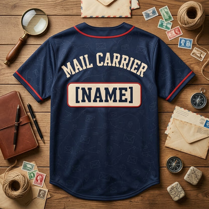 Personalized Route Legend Mail Carrier Baseball Jersey - Custom Name Postal Worker Navy Shirt - baseball jersey product view 5