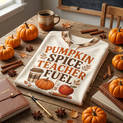 Personalized Pumpkin Spice Teacher Fuel Baseball Jersey - Custom Name & Number Fall Autumn Teacher Gift