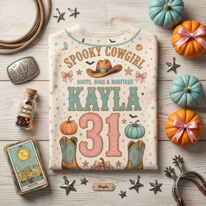 Personalized Spooky Cowgirl Baseball Jersey - Custom Name & Number Halloween Ghost Apparel for Women