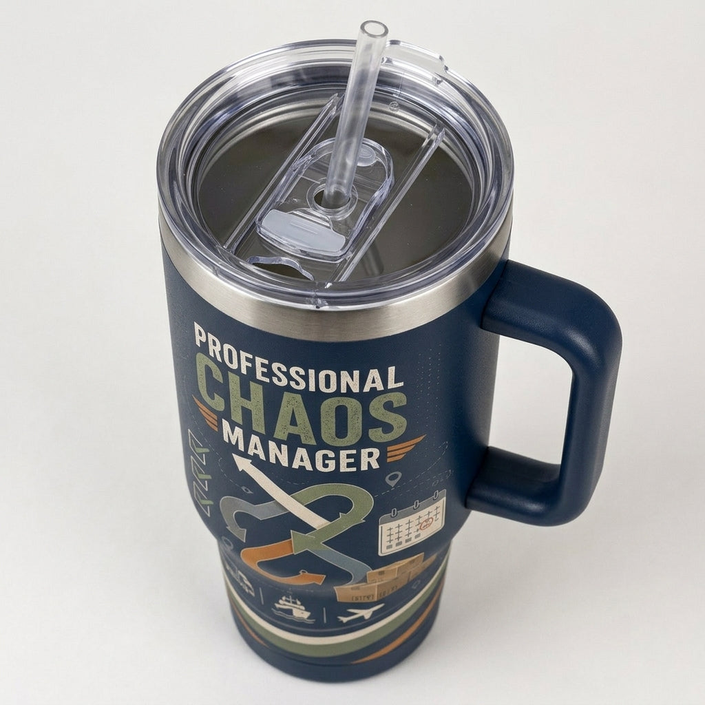 Personalized Logistics Coordinator 40oz Tumbler with Handle - Custom Professional Chaos Manager Gift - 40oz tumbler mockup 5