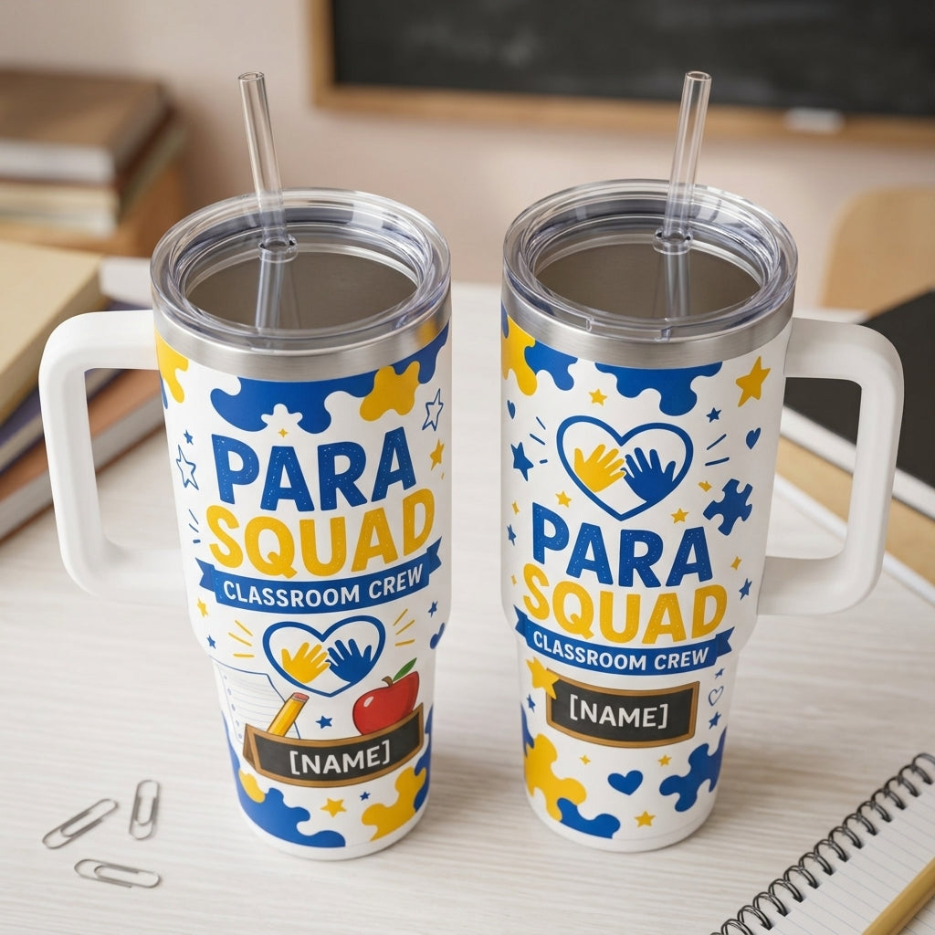Personalized Para Squad Classroom Crew 40oz Tumbler with Handle - Custom Name Paraprofessional Gift product view 5