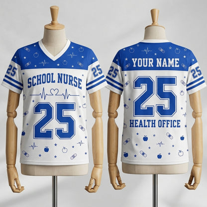 Personalized School Nurse Mesh Football Jersey - Custom Name Health Office Healthcare Hero Gift