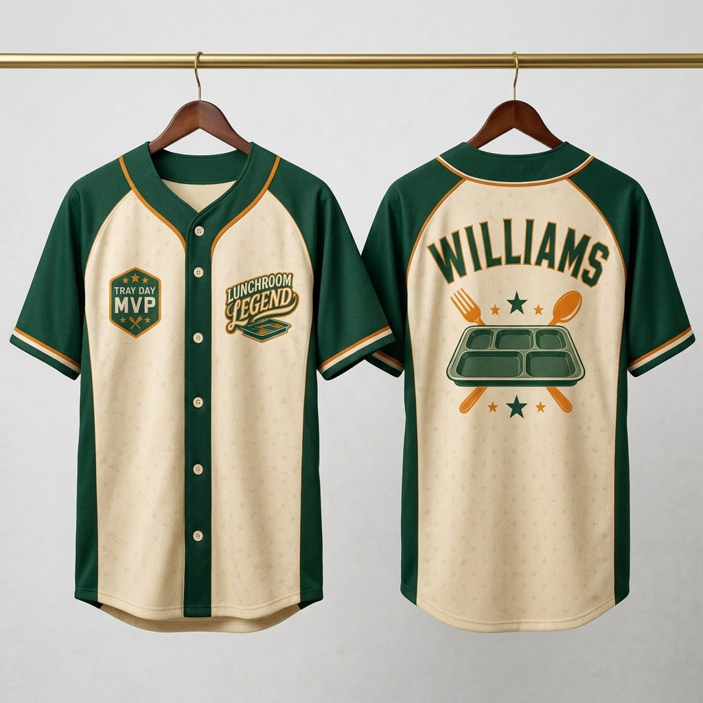 Personalized Lunchroom Legend Baseball Jersey - Custom Name School Cafeteria Staff Gift