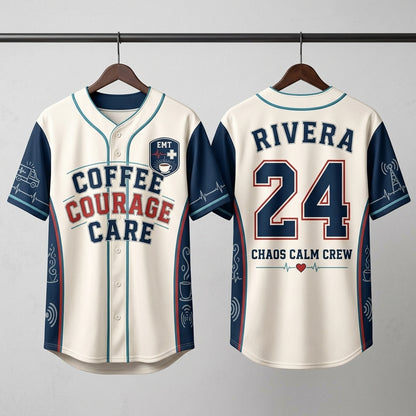 Personalized EMT Baseball Jersey - Custom Name & Number Coffee Courage Care First Responder Gift product view 3