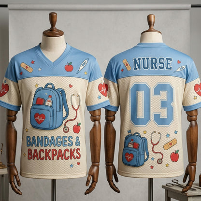 Personalized Nurse Football Jersey - Bandages and Backpacks Custom Name and Number Healthcare Apparel