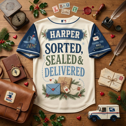 Personalized First Class Mail Carrier Baseball Jersey - Custom Name Postal Worker Gift