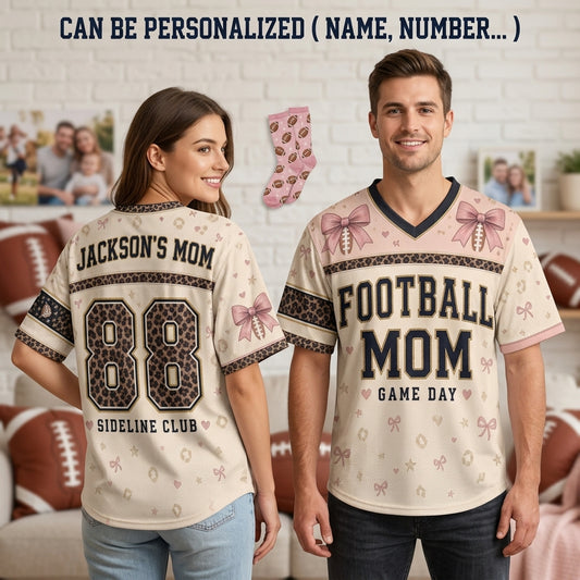 Personalized Football Mom Baseball Jersey - Custom Name and Number Sideline Club Game Day Outfit