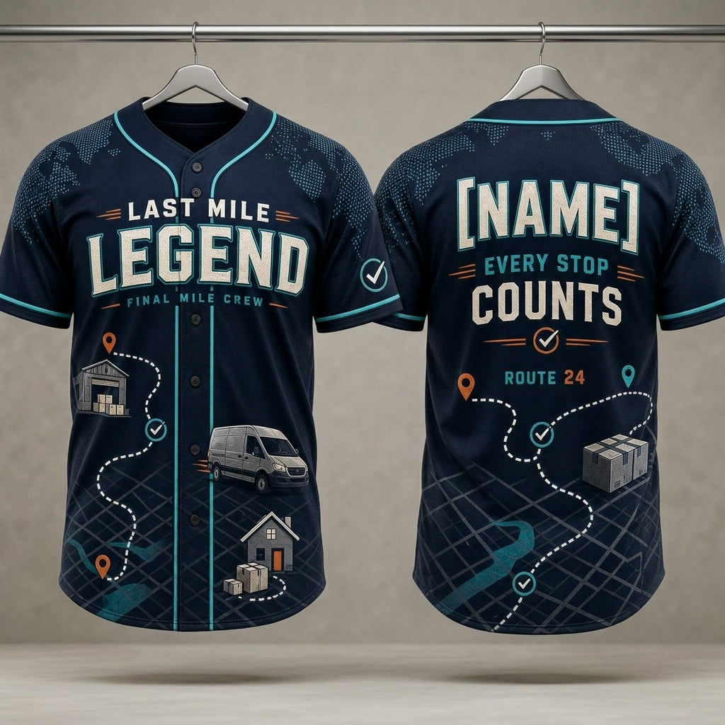 Personalized Last Mile Legend Baseball Jersey - Custom Name Delivery Driver Uniform for Couriers & Logistics Crew