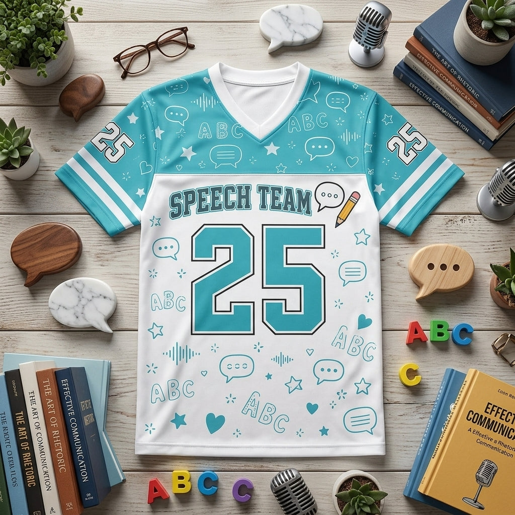 Personalized Speech Team Mesh Football Jersey - Custom Name & Number Communication Crew SLP Gift