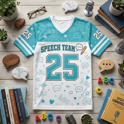 Personalized Speech Team Mesh Football Jersey - Custom Name & Number Communication Crew SLP Gift