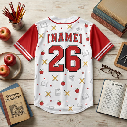 Personalized Classroom MVP Teacher Baseball Jersey - Custom Name and Number School Spirit Shirt