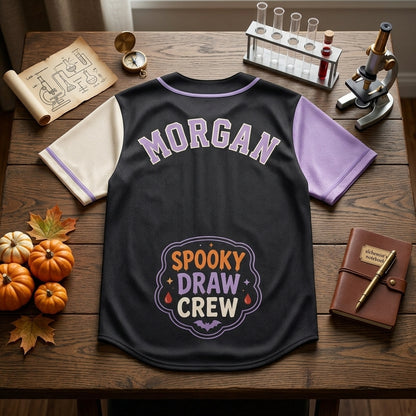 Personalized Spooky Draw Crew Halloween Baseball Jersey - Custom Lab Crew Phlebotomist Gift