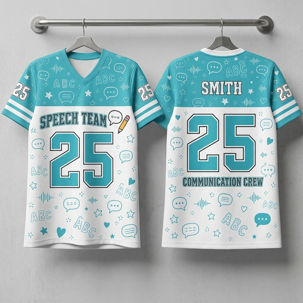 Personalized Speech Team Mesh Football Jersey - Custom Name & Number Communication Crew SLP Gift