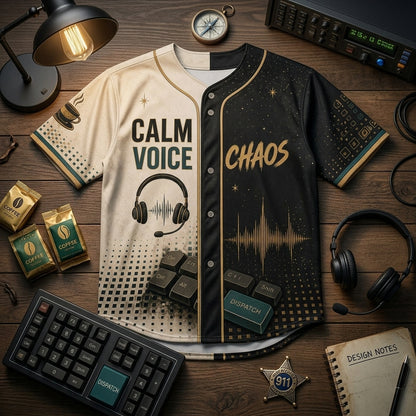 Personalized 911 Dispatcher Baseball Jersey - Custom Name Emergency Operator Calm Voice in Chaos Gift - baseball jersey product view 4