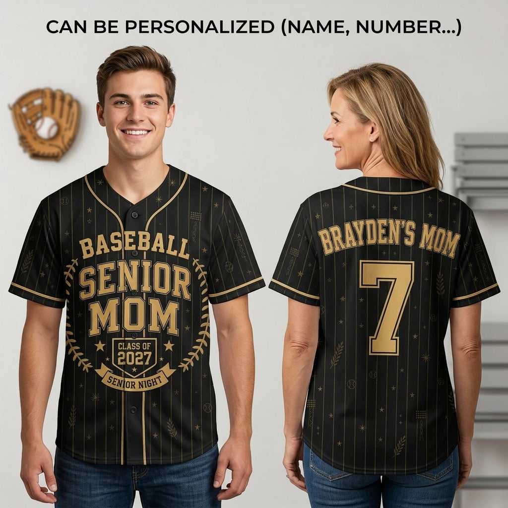 Personalized Baseball Senior Mom Jersey - Custom Name & Number Class of 2027 Senior Night Gift