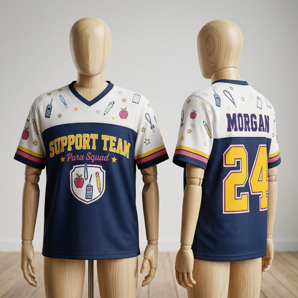 Personalized Para Squad Support Team Football Jersey - Custom Name and Number School Staff Jersey