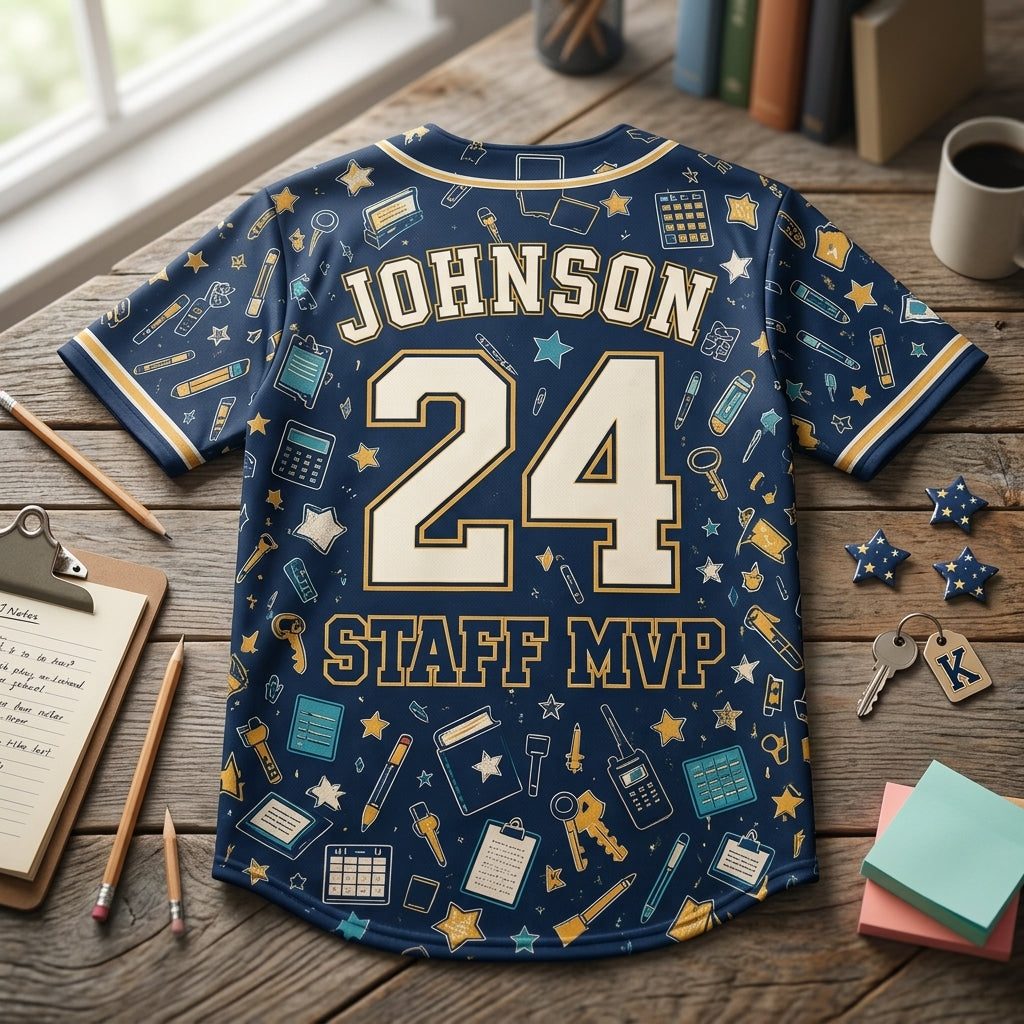 Personalized School Staff Squad Baseball Jersey - Custom Para Power Paraprofessional Gift with Name and Number