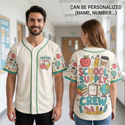Teacher Crew Custom Baseball Jersey - School Supply Crew Back to School Shirt for Educators
